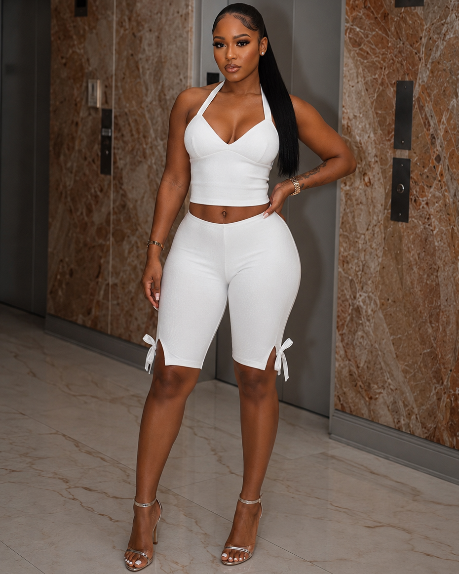 MILA CAPRI PANTS SET-WHITE