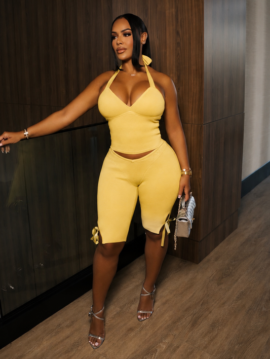 MILA CAPRI PANTS SET-YELLOW