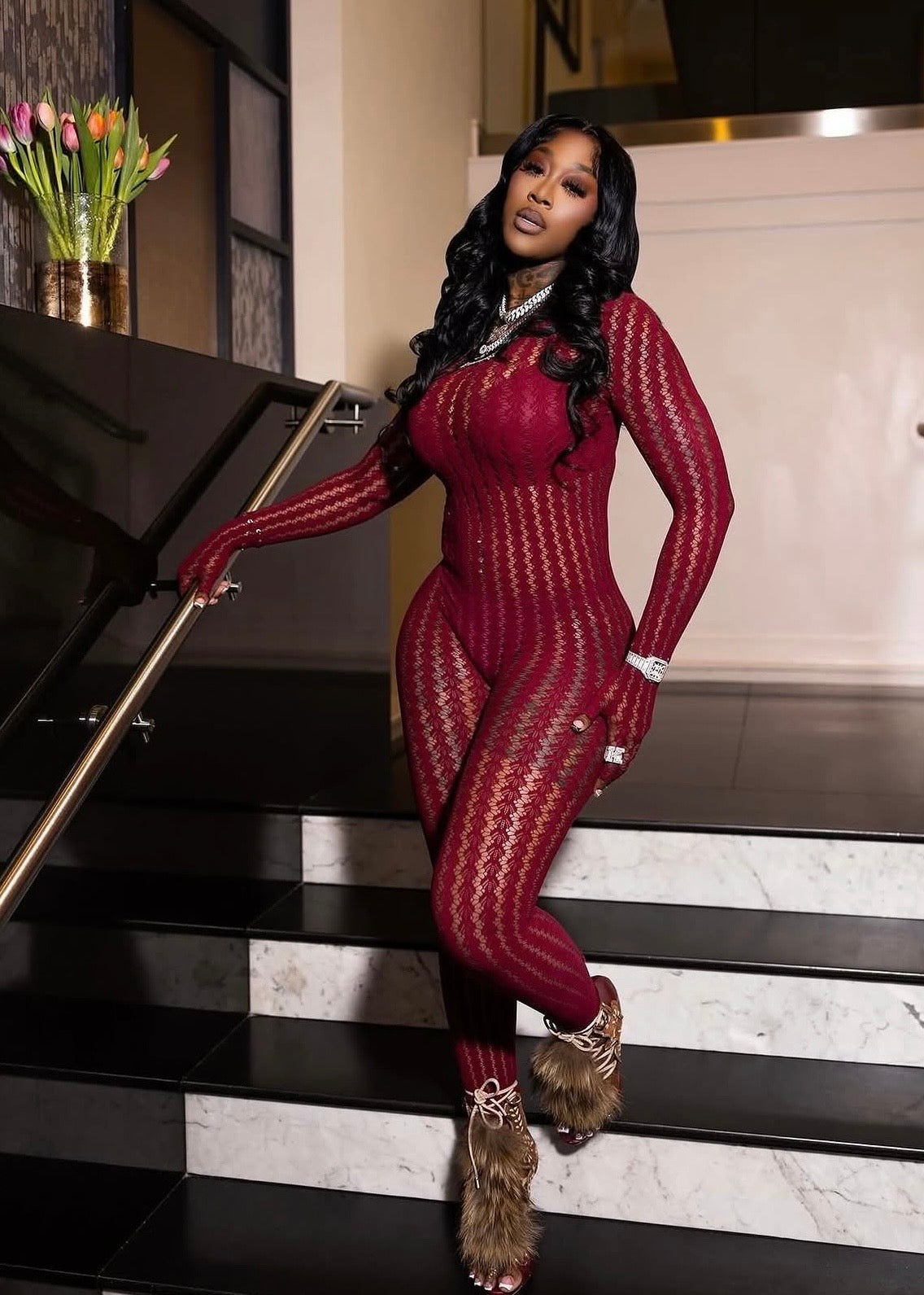 NO SECRETS JUMPSUIT-BURGUNDY
