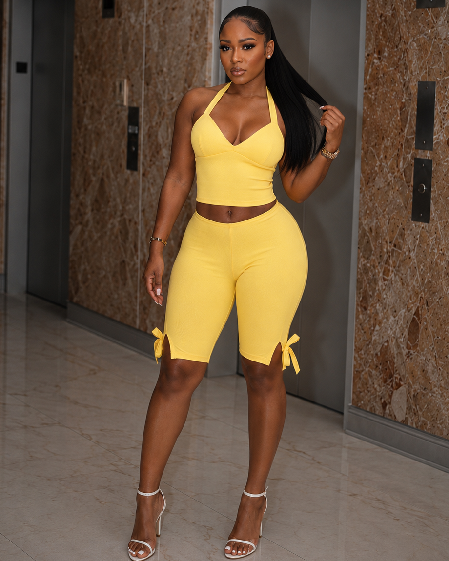 MILA CAPRI PANTS SET-YELLOW